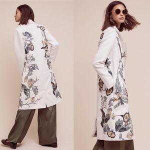 Anthropologie Embroidered Foliage Coat